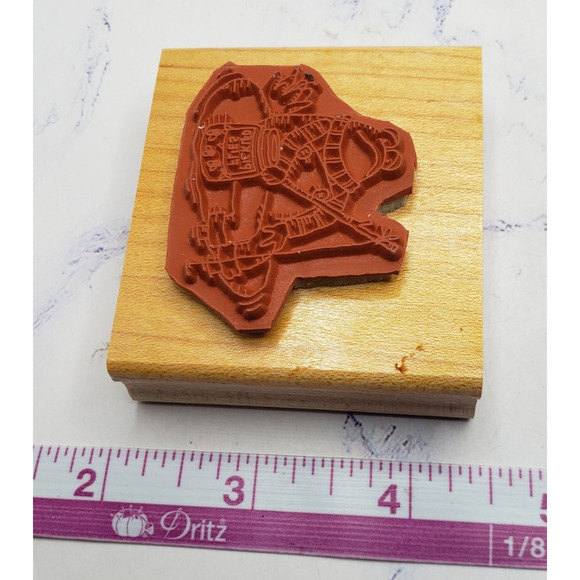 Stampin Up Fishing Frog on Lilly Pad Wood Mounted Rubber Stamp - Picture 3 of 7